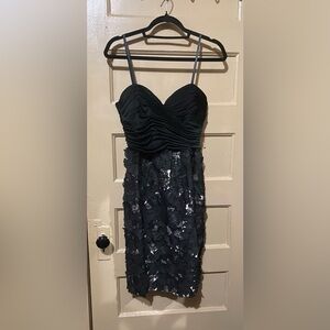 NWT BCBG black flower ruffle dress. Size 6.